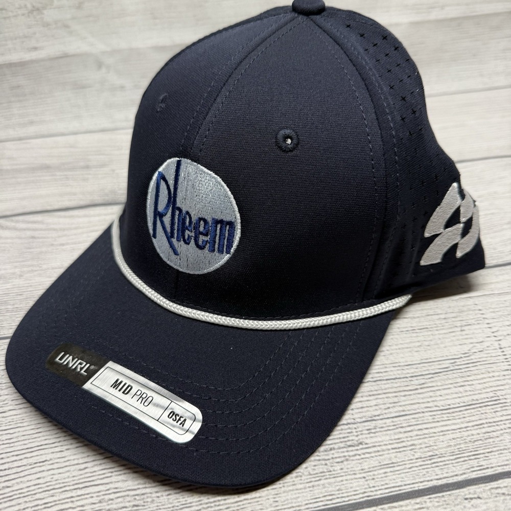 NWT UNRL Rheem Vented Rope Snapback Navy Blue *Logo* (b)